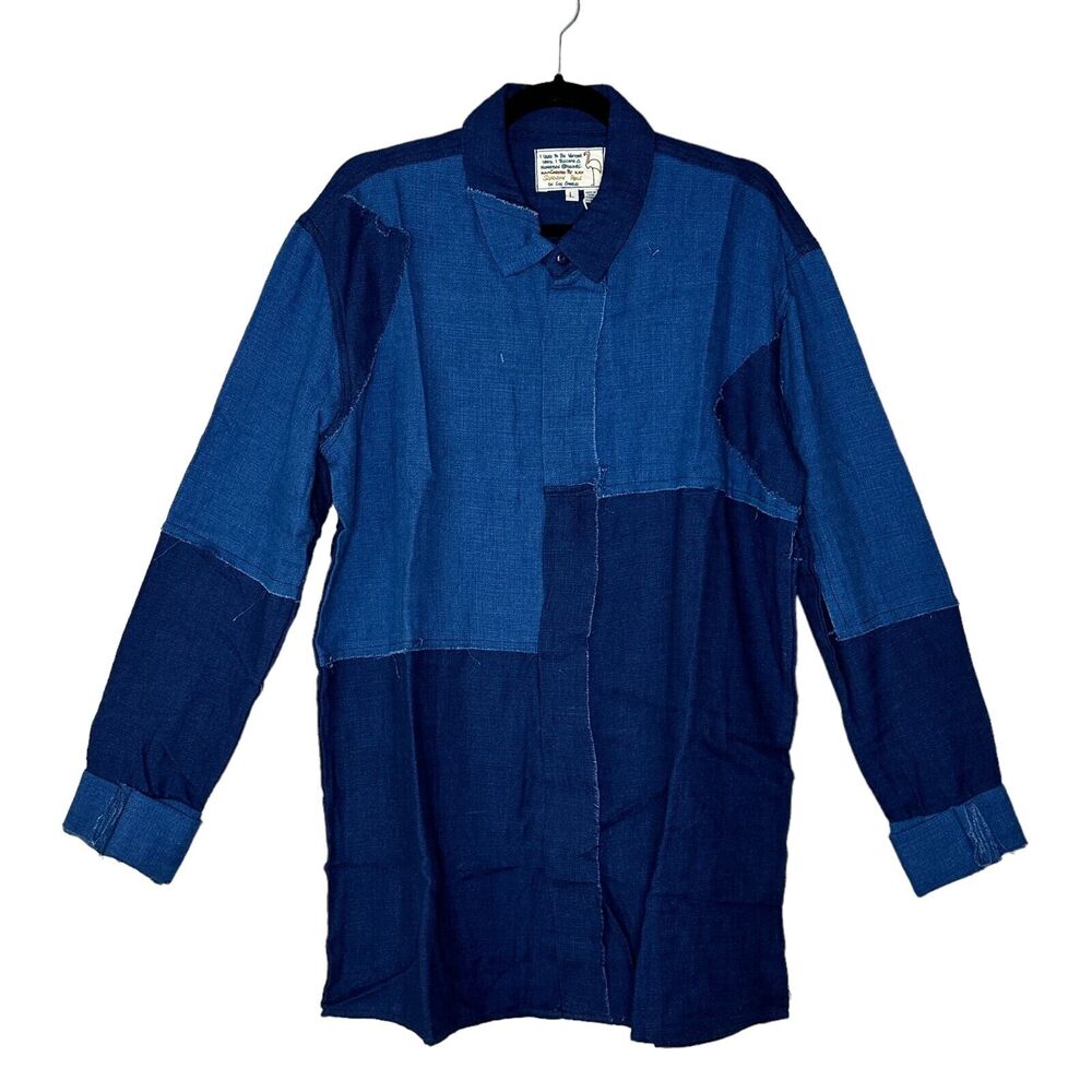 Sandrine Rose Patchwork Button Up Shacket Tunic D… - image 1